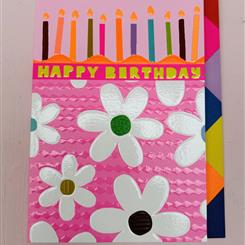 candles and daisy birthday card