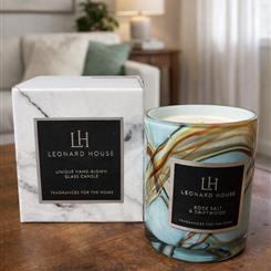 Leonard house rock salt and driftwood candle